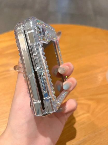 Bling Diamond Flower Bear Case for Samsung Galaxy Z Flip 3/4/5/6