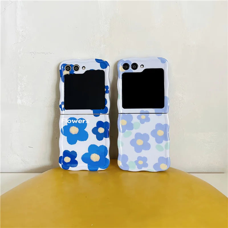 Cute Blue Flower Case for Samsung Galaxy Z Flip 3/4/5