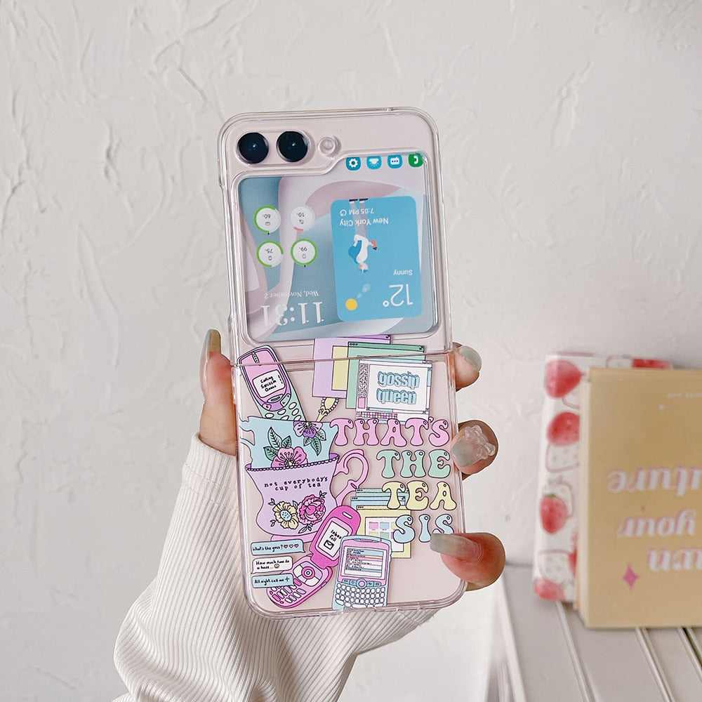 Z Flip 5 Case - Retro  Cute Transparent Cover