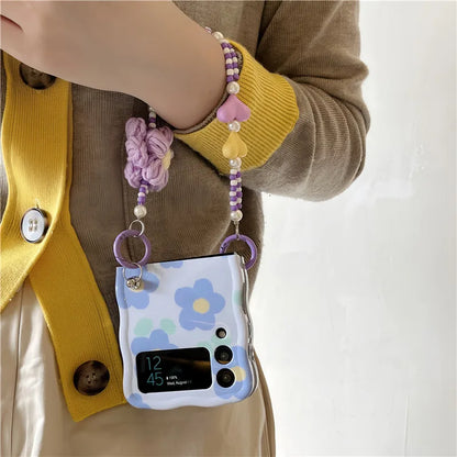 Cute Blue Flower Case for Samsung Galaxy Z Flip 3/4/5
