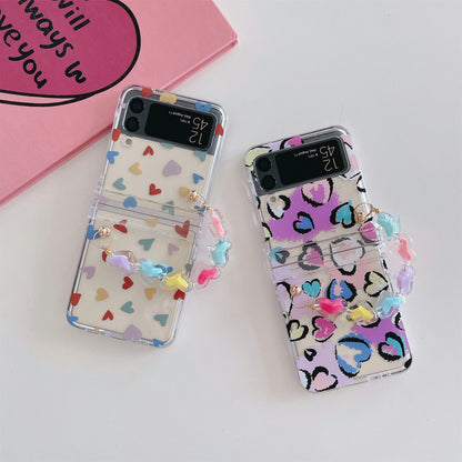 Cute Flower Bracelet Chain Heart Case for Samsung Galaxy Z Flip 4
