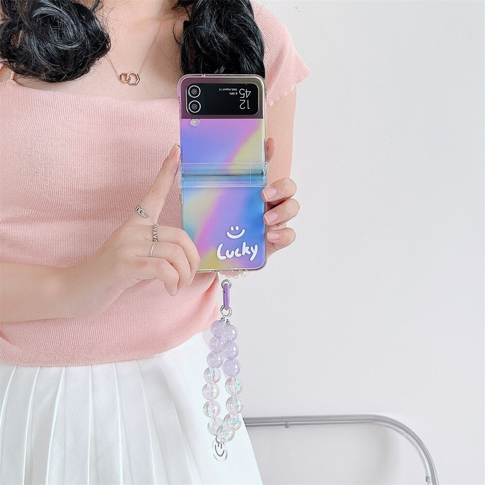 Happy Smile Clear Case  with Bracelet For Samsung Galaxy Z Flip 3 & 4