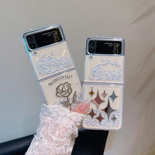 Rose Diamond Quicksand Case for Samsung Galaxy Z Flip 3 & 4