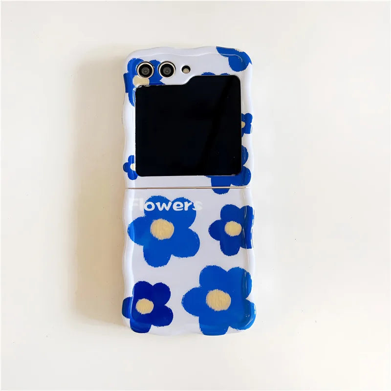 Cute Blue Flower Case for Samsung Galaxy Z Flip 3/4/5