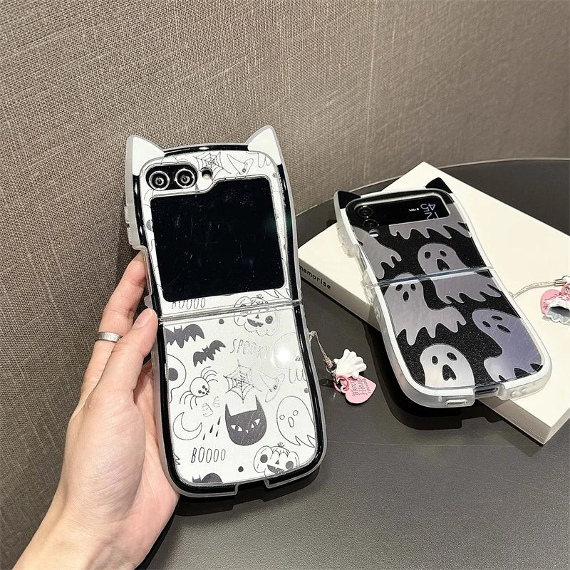 Halloween Ghost Mirror Phone Case for Samsung Z Flip Series