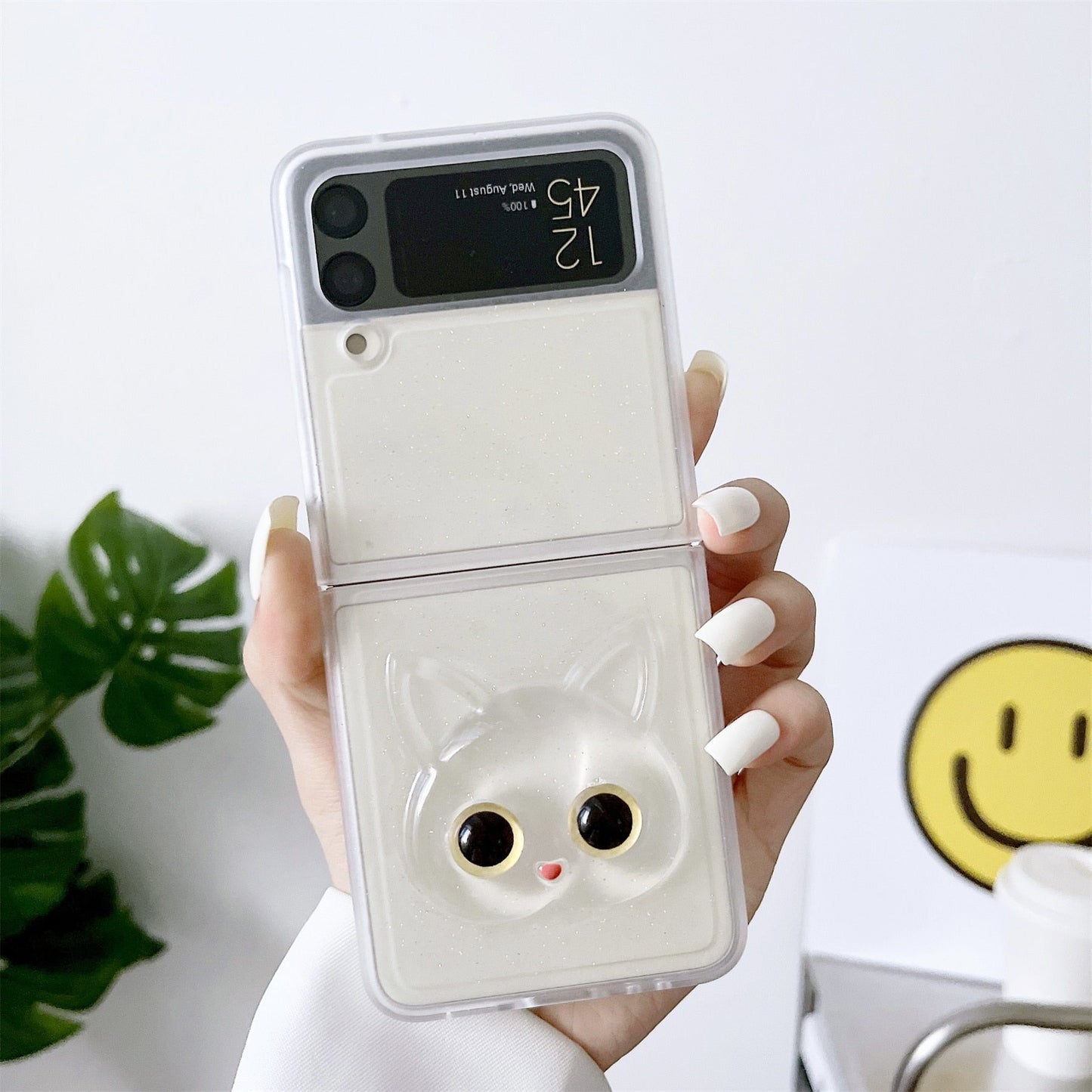 Luxury Cute Cat Transparent Case for Samsung Galaxy Z Flip 4