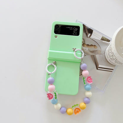Cute Colorful Flowers Bracelet Phone Case For Samsung Galaxy Z Flip 4