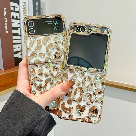 Luxury Leopard Print Phone Case for Samsung Galaxy Z Flip 3/4/5/6