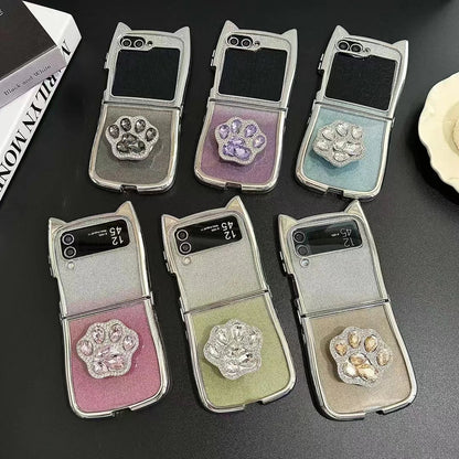 Cute Cat Ear Paw Case For Z Flip