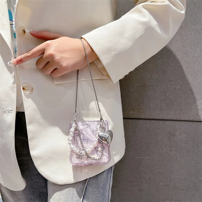 Cute Pearl Bow Case for Samsung Galaxy Z Flip 3/4/5