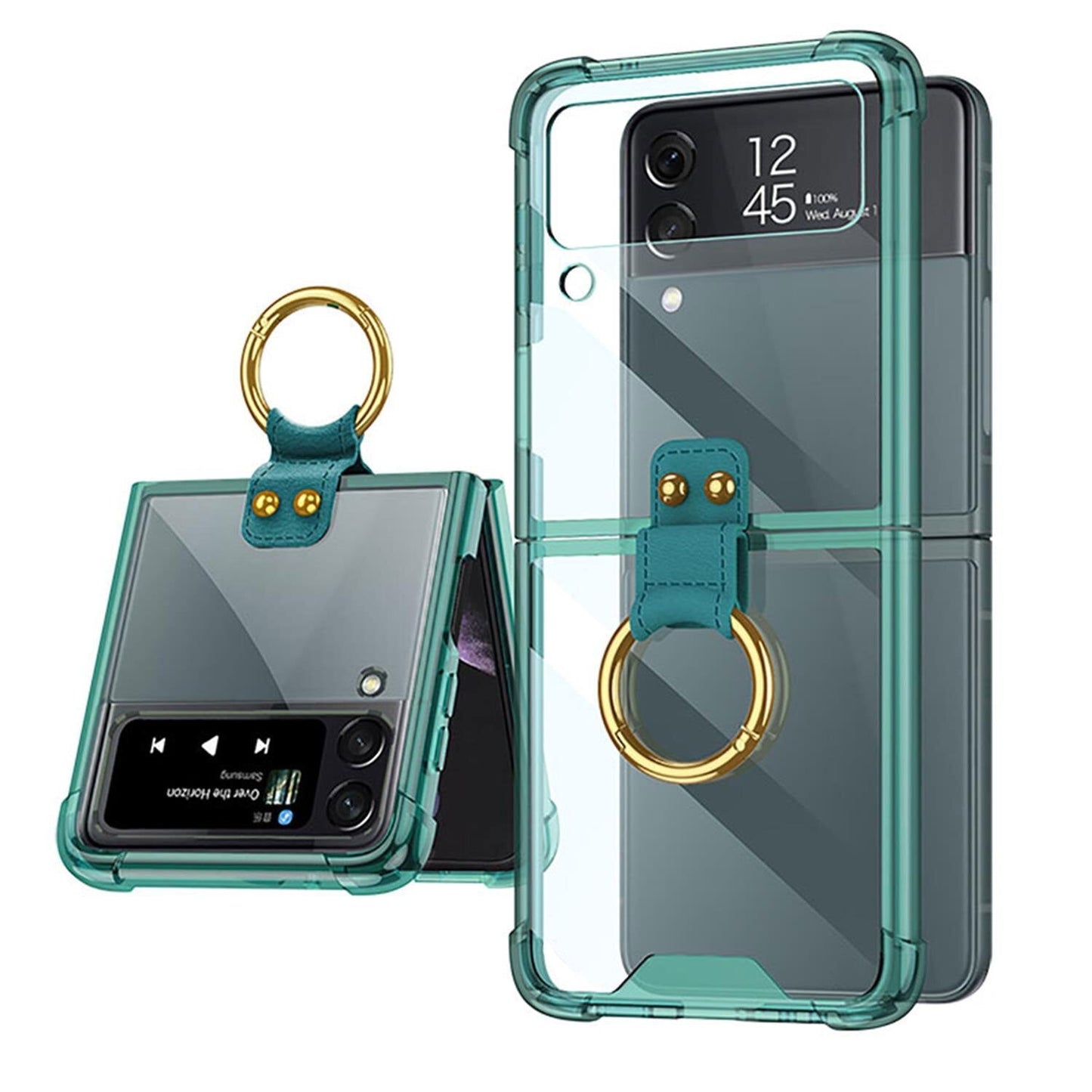 Transparent Case with Ring Bracket For Samsung Galaxy Z Flip 4