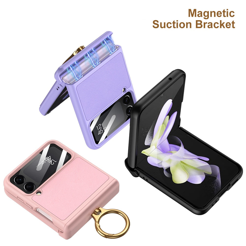 Leather Magnetic Case with Bracket For Samsung Galaxy Z Flip 4