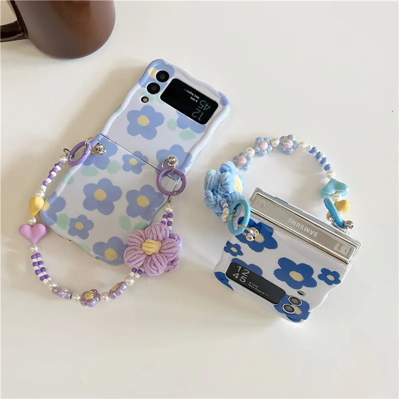 Cute Blue Flower Case for Samsung Galaxy Z Flip 3/4/5