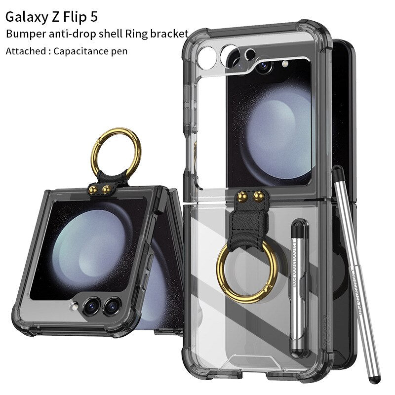 Transparent Shockproof Case with Ring holder for Samsung Galaxy Z Flip 5