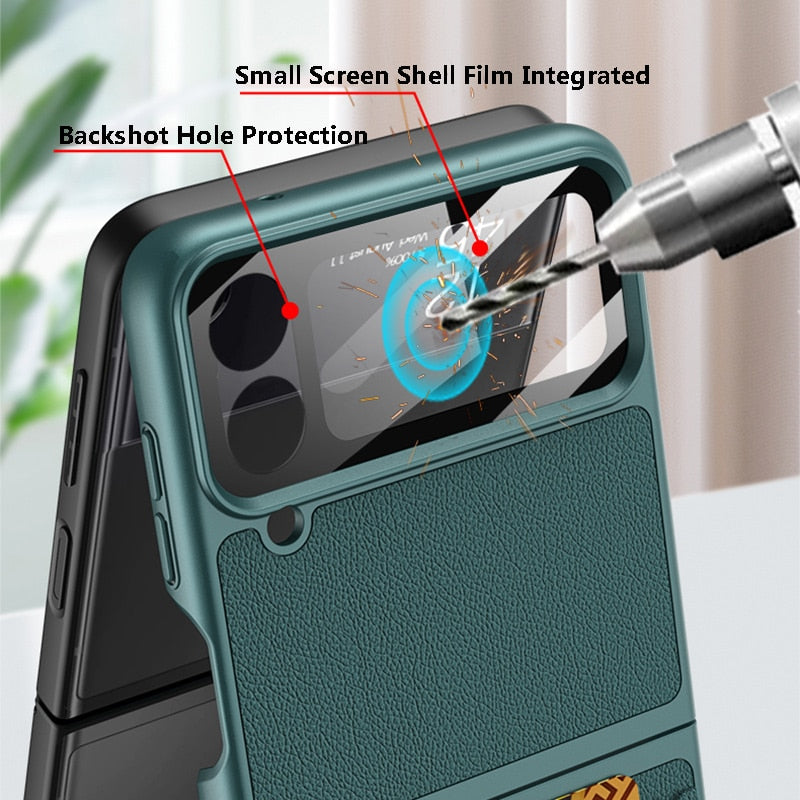 Leather Case with Card Holder For Samsung Galaxy Z Flip 4