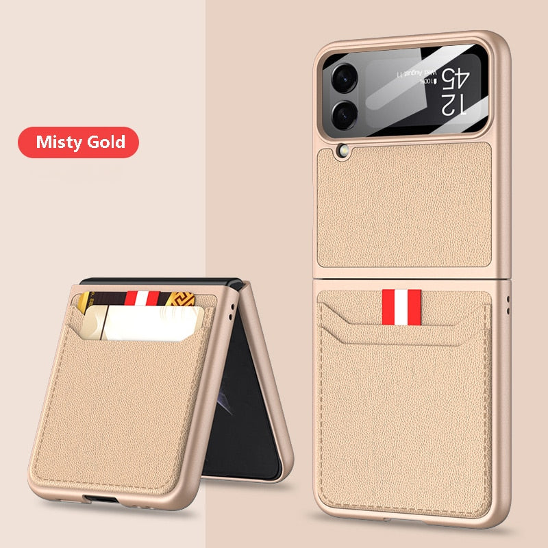 Leather Case with Card Holder For Samsung Galaxy Z Flip 4