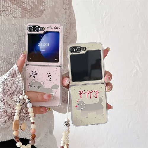 Cute Cat Dog Mirror Case for Samsung Galaxy Z Flip