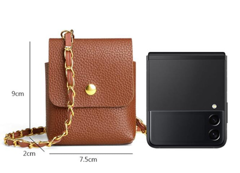 Crossbody Leather Mini Phone Bag For Samsung Galaxy Z Flip 4