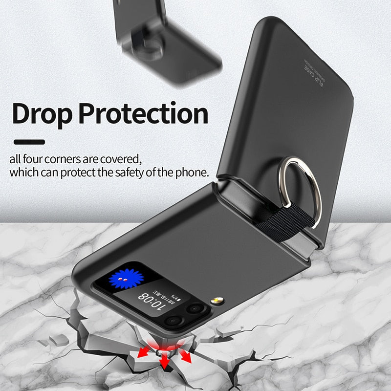 Shockproof Matte Case with Ring For Samsung Galaxy Z Flip 4