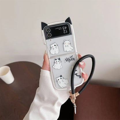 Cute Halloween Cat Ghost Case for Samsung Galaxy Z Flip 3/4/5/6