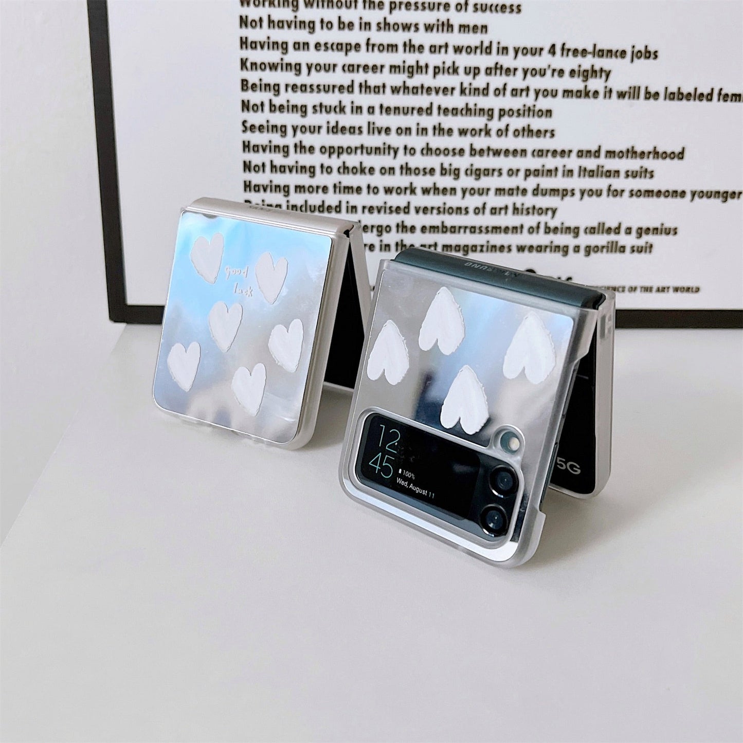 Luxury White Heart Mirror Case for Samsung Galaxy Z Flip 4