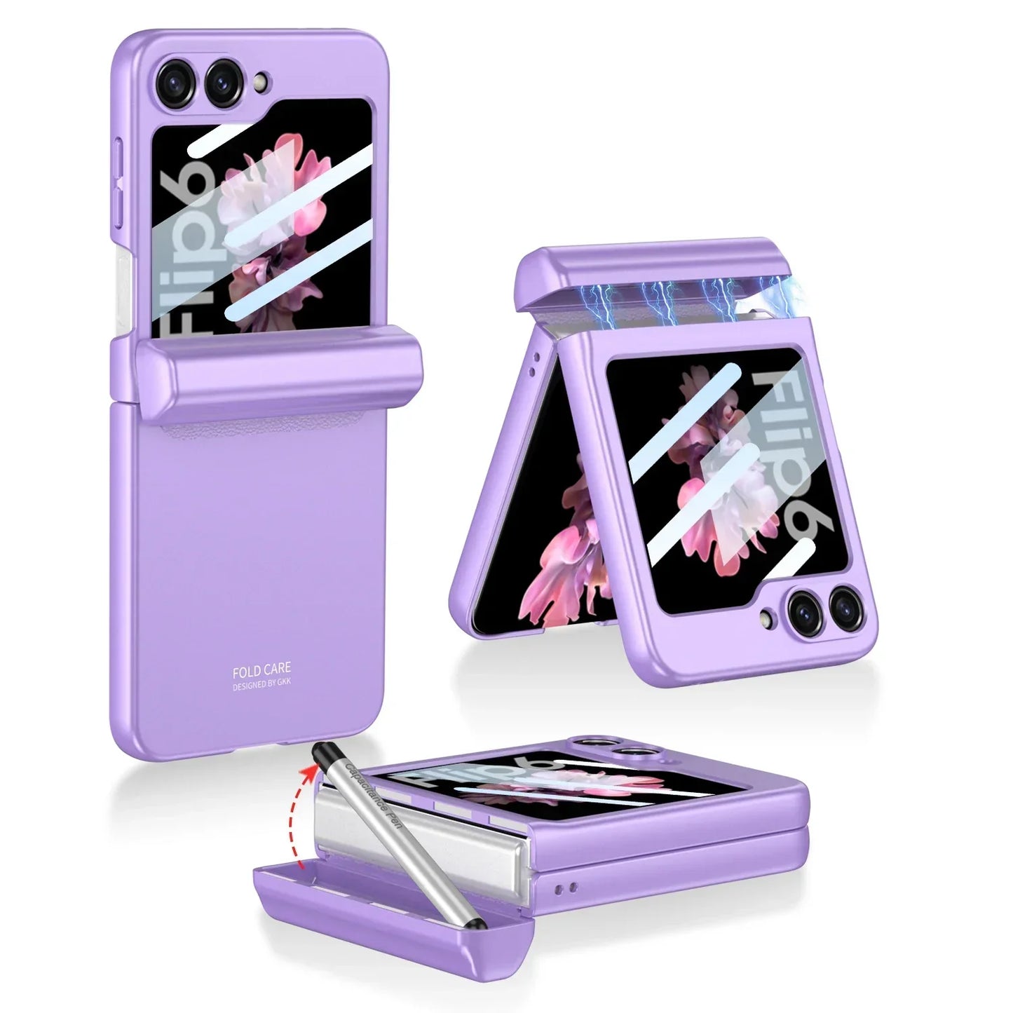 Shockproof Case with Magnetic Hinge Protection and Touch Pen for Samsung Galaxy Z Flip 6