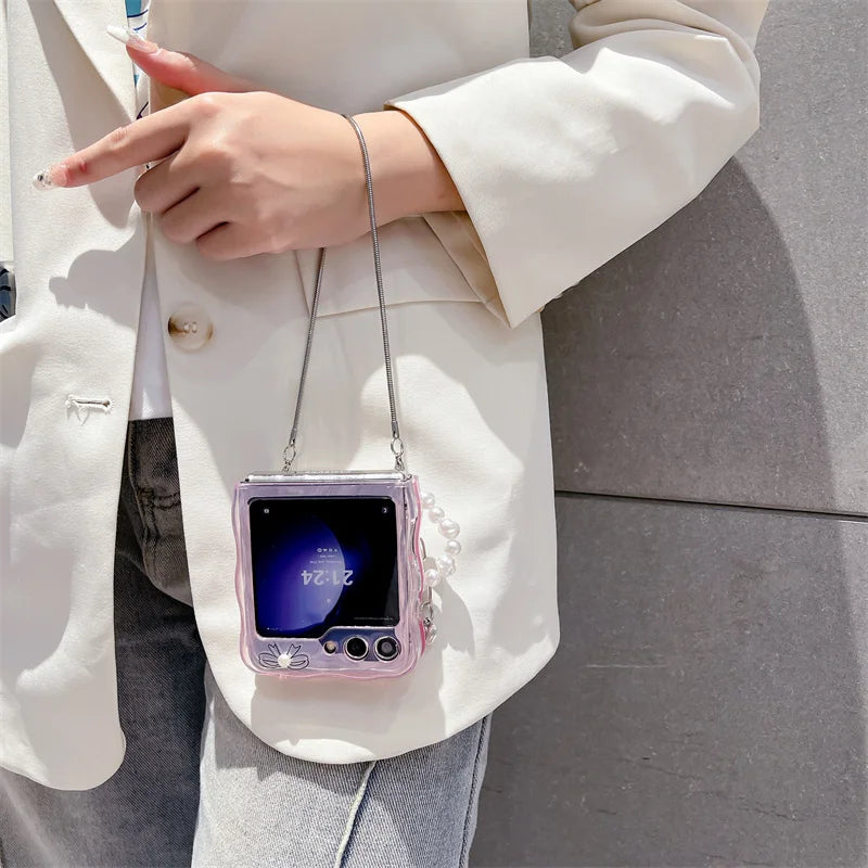 Cute Pearl Bow Case for Samsung Galaxy Z Flip 3/4/5