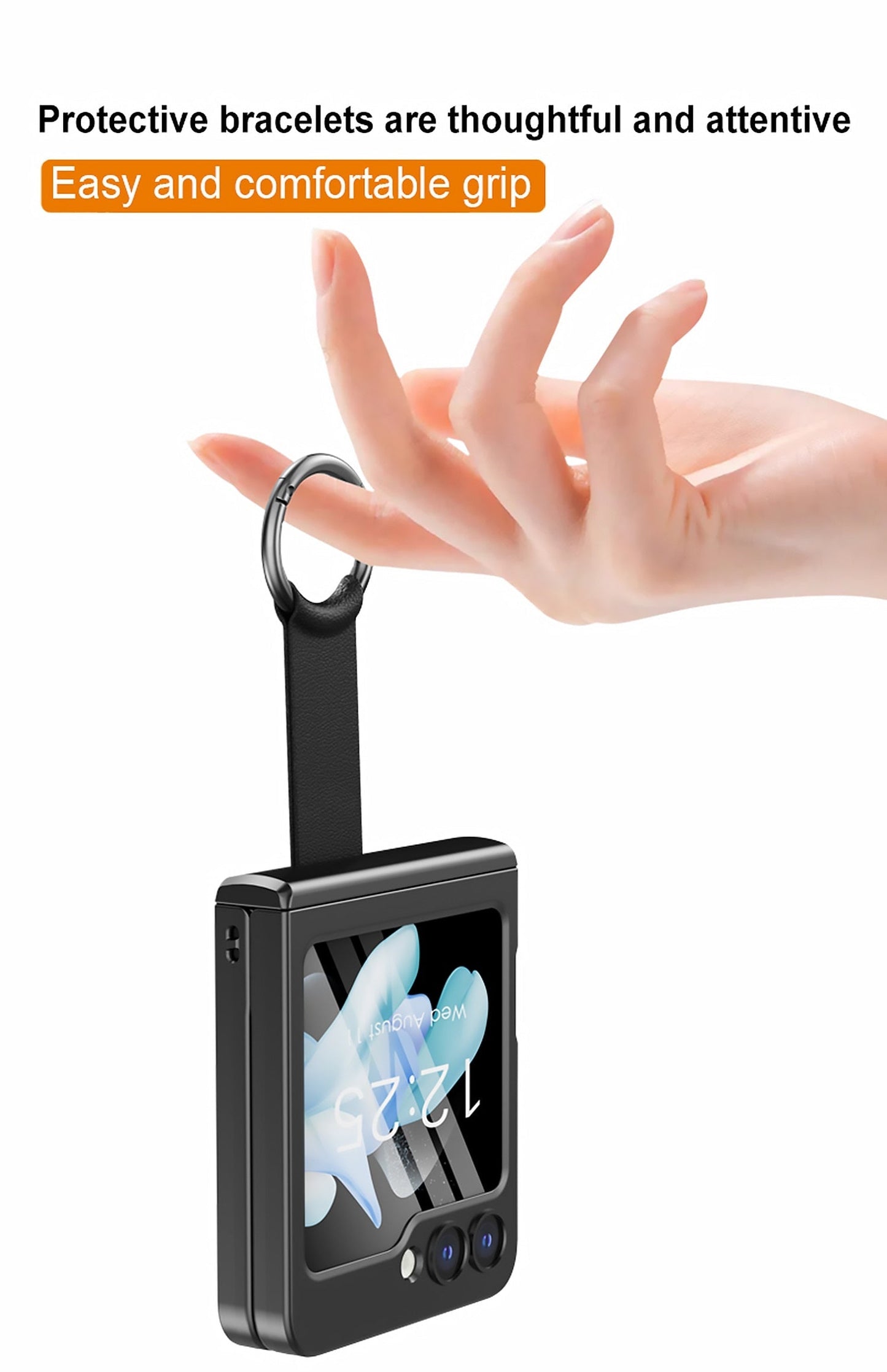 Full Protection Matte Case With Ring Bracket For Samsung Galaxy Z Flip 5