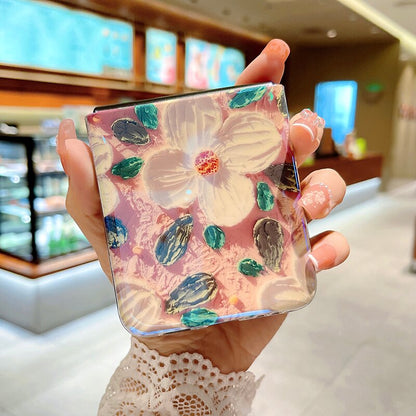 Blu-ray Oil Painting Flowers Case For Samsung Galaxy Z Flip 4