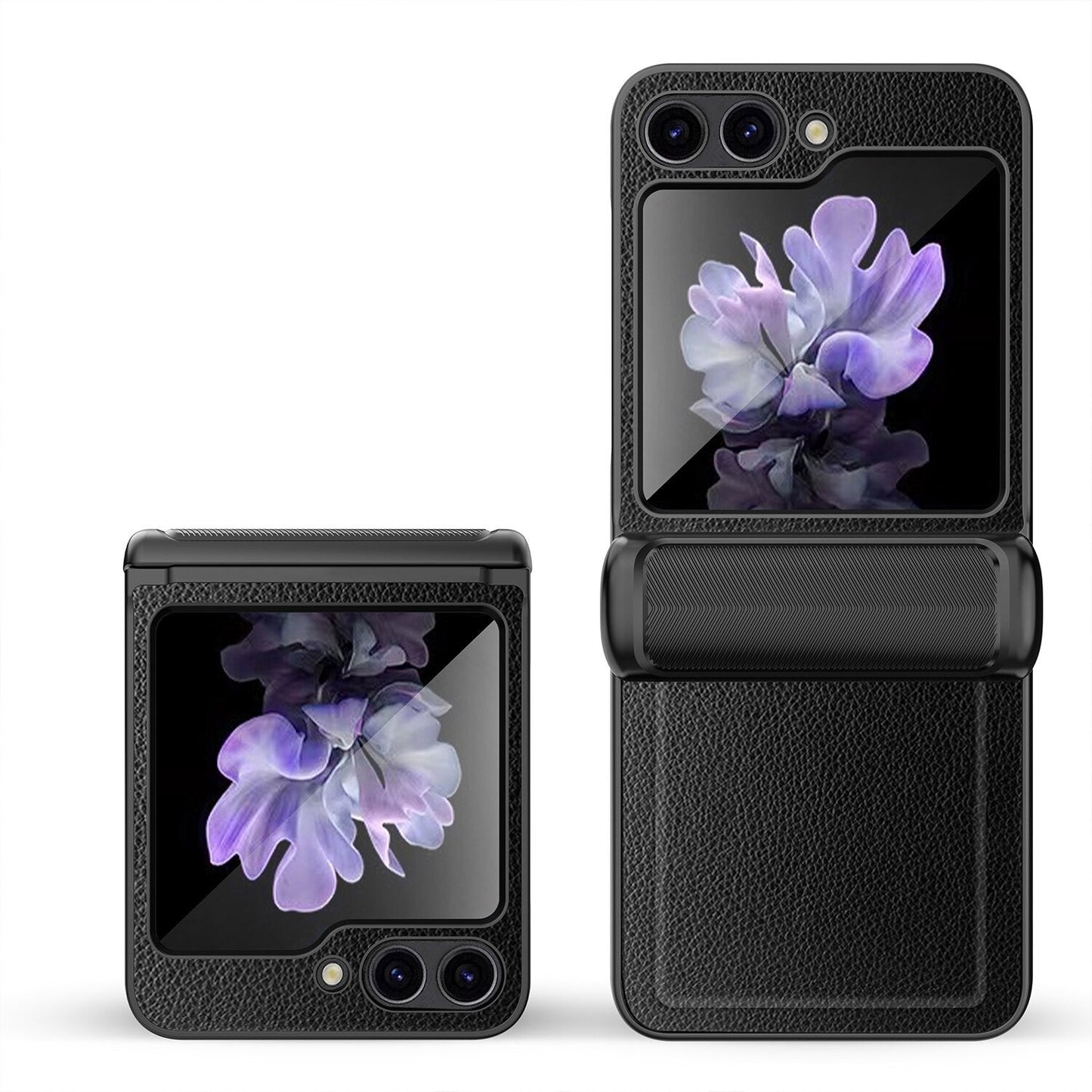 Leather Shockproof Cover with Front Screen Glass For Samsung Galaxy Z Flip 5