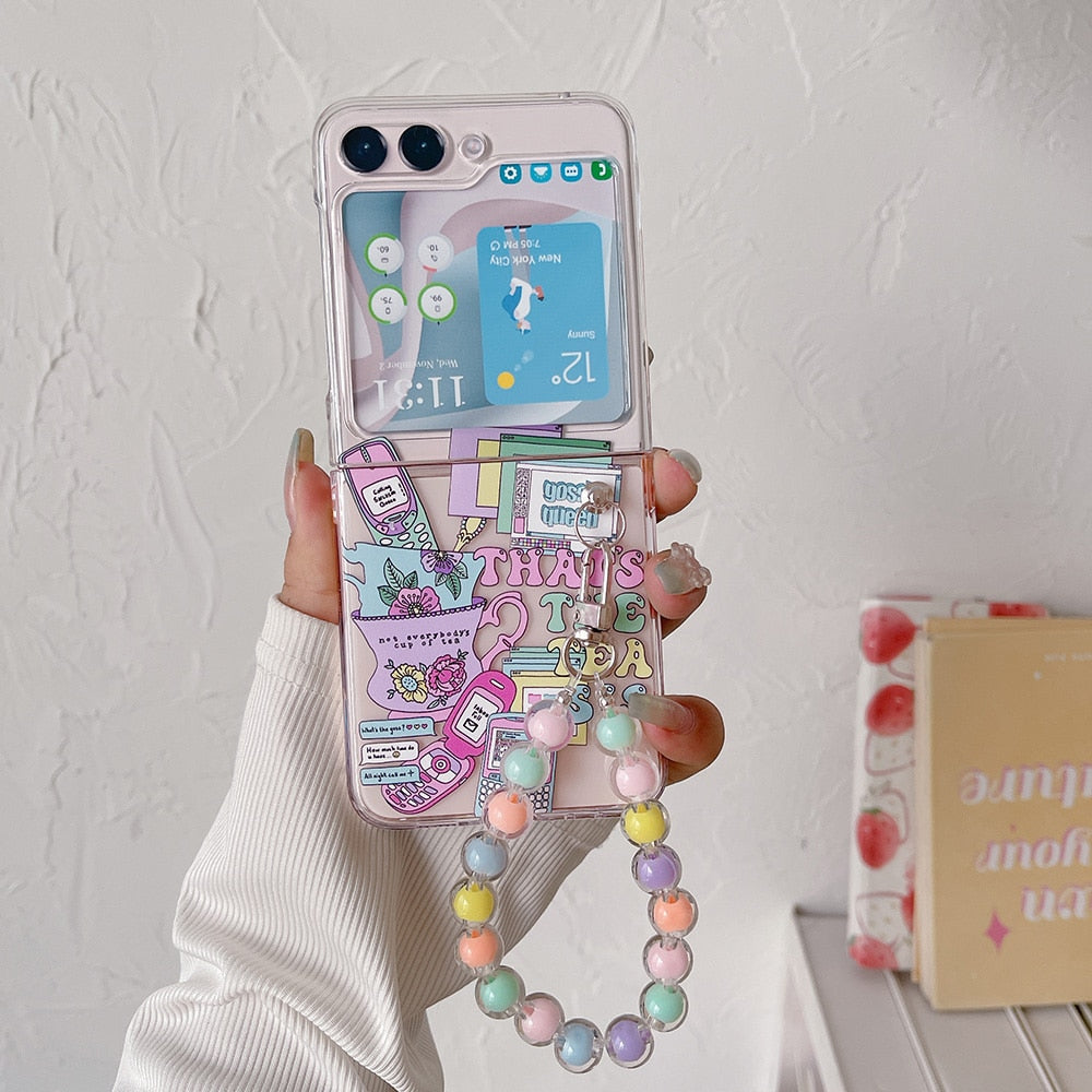 Z Flip 5 Case - Retro  Cute Transparent Cover