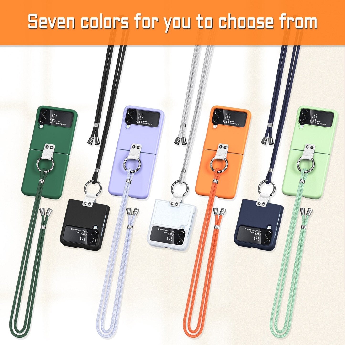 Luxury Ring Holder Case With Lanyard For Samsung Galaxy Z Flip 4