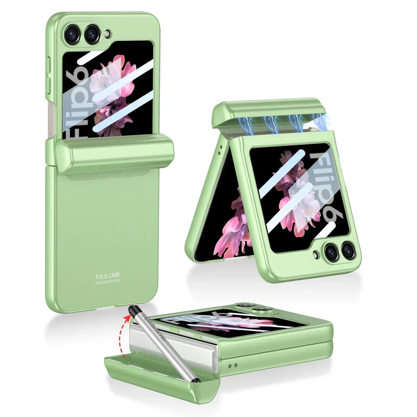 Shockproof Case with Magnetic Hinge Protection and Touch Pen for Samsung Galaxy Z Flip 6