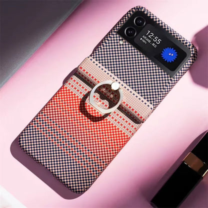 Real Carbon Fiber Magnetic Wireless Charging Skin-Feel Hard Phone Case Cover for Samsung Z Flip 3 / 4 / 5 / 6 / 7