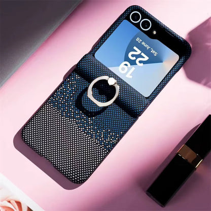Real Carbon Fiber Magnetic Wireless Charging Skin-Feel Hard Phone Case Cover for Samsung Z Flip 3 / 4 / 5 / 6 / 7
