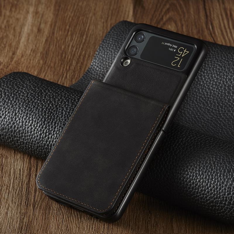 Luxury Leather Wallet Case For Z Flip 4