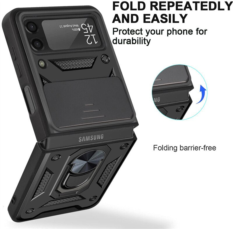 Drop Tested Cover with Magnetic Kickstand Car Mount Protective Case for Samsung Galaxy Z Flip 4