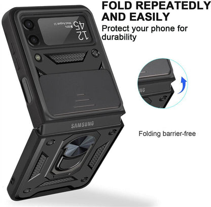 Drop Tested Cover with Magnetic Kickstand Car Mount Protective Case for Samsung Galaxy Z Flip 4