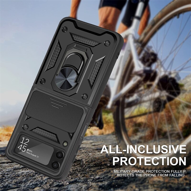 Drop Tested Cover with Magnetic Kickstand Car Mount Protective Case for Samsung Galaxy Z Flip 4