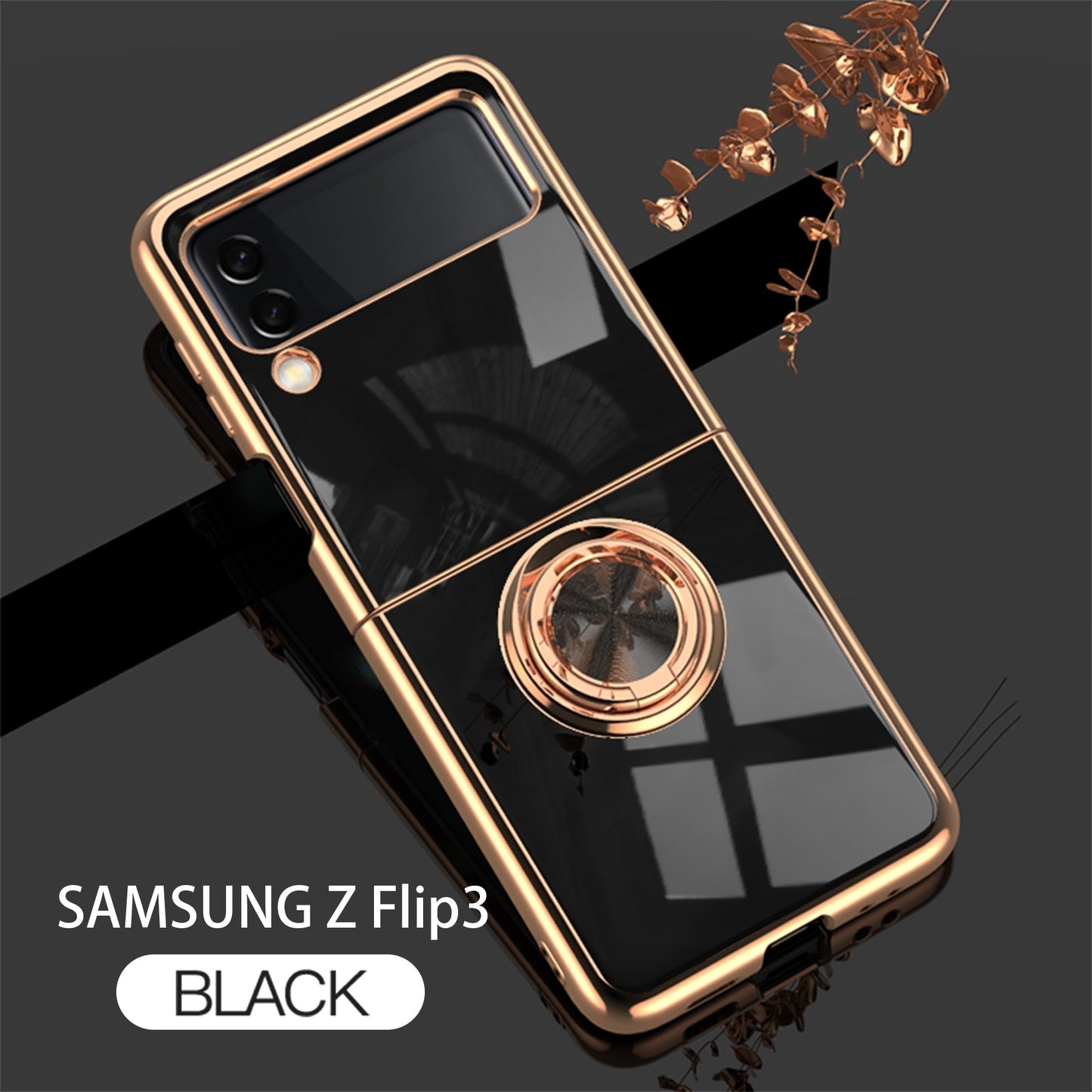 Luxury Electroplating Magnetic Ring Bracket Protective Cover for Samsung Galaxy Z Flip 4 5G