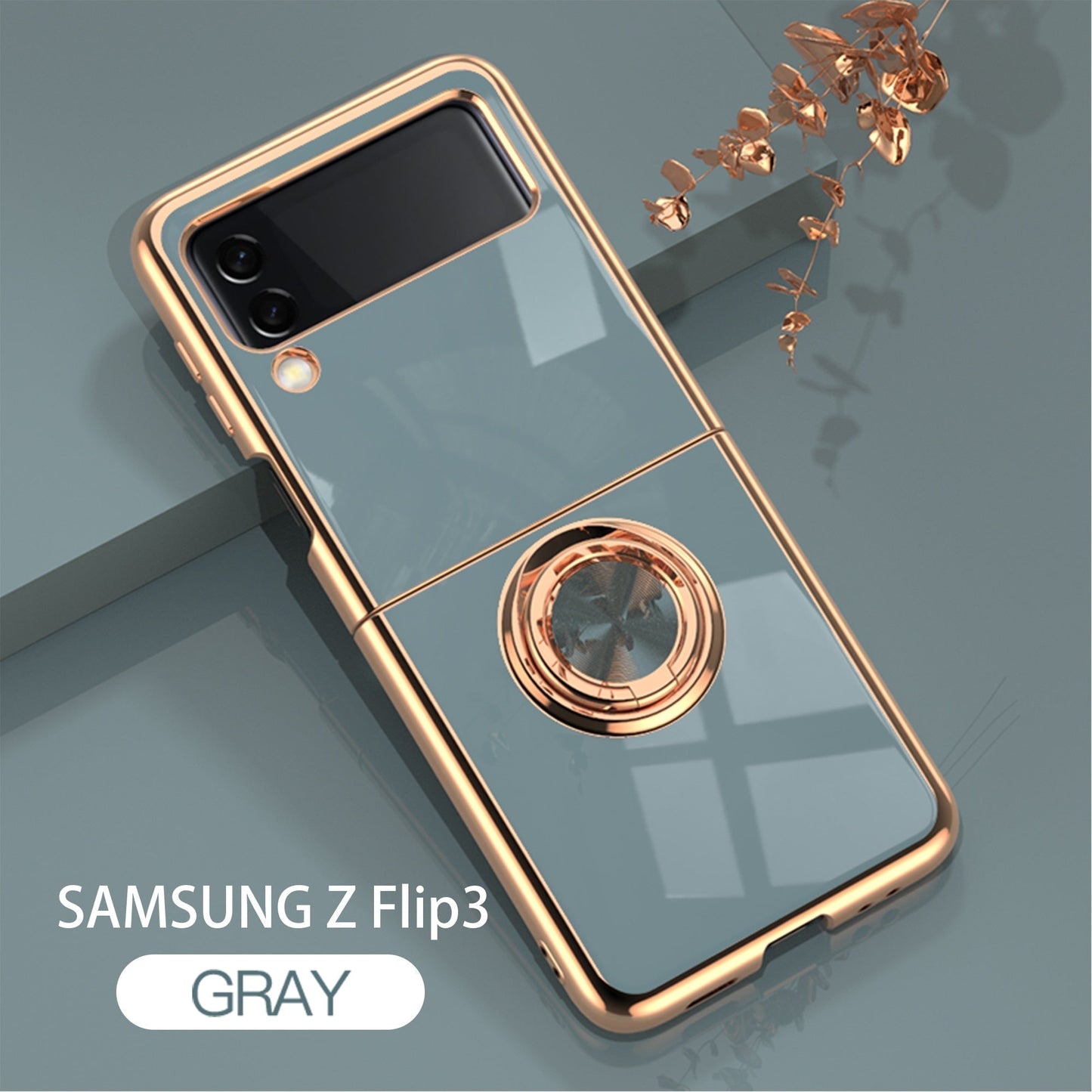 Luxury Electroplating Magnetic Ring Bracket Protective Cover for Samsung Galaxy Z Flip 4 5G
