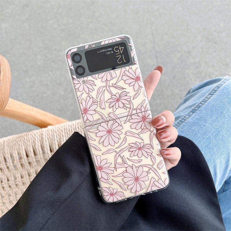 Flower Painting Transparent Case For Samsung Galaxy Z Flip 4