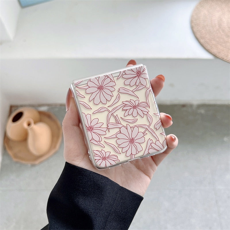 Flower Painting Transparent Case For Samsung Galaxy Z Flip 4