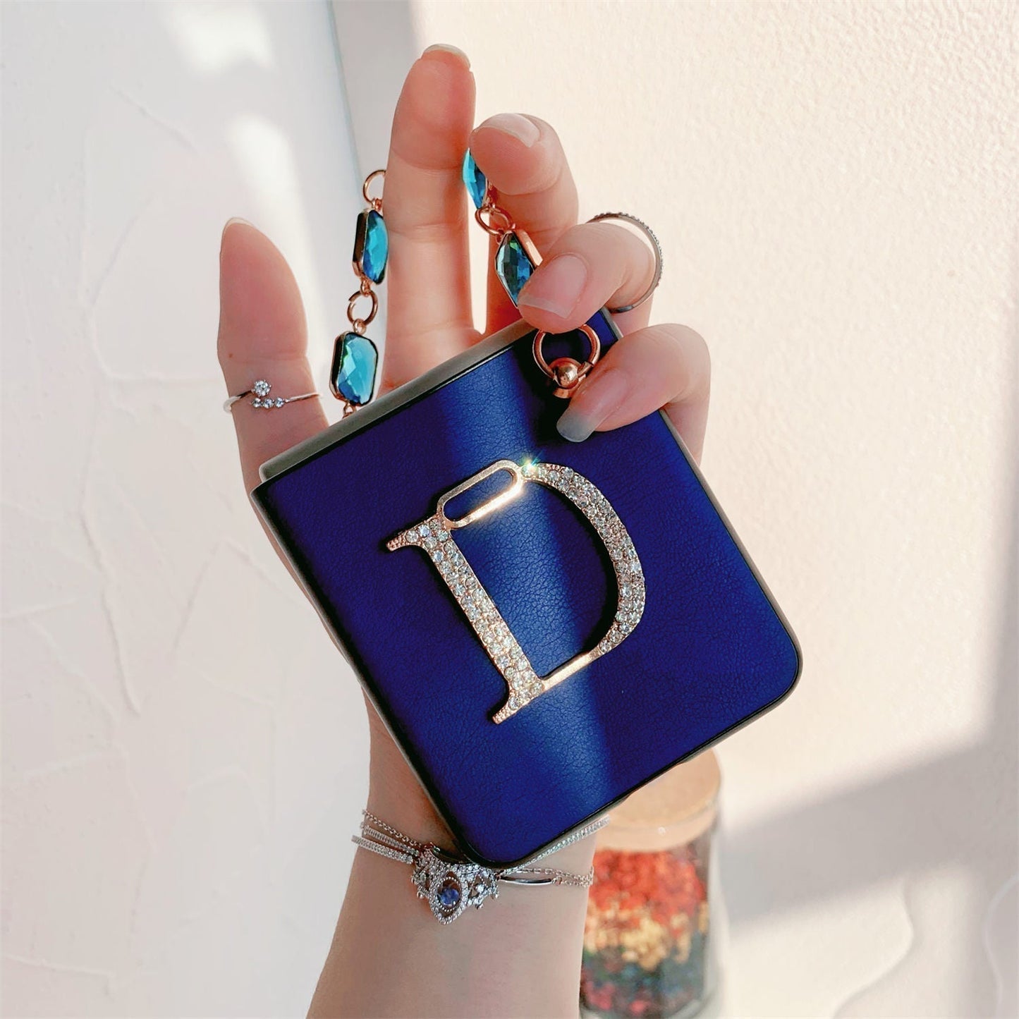 Elegant Blue Leather Case for Samsung Z Flip Galaxy Z Flip 4