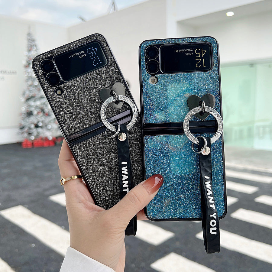 Bling Heart Pendant Case For Galaxy Z Flip 4