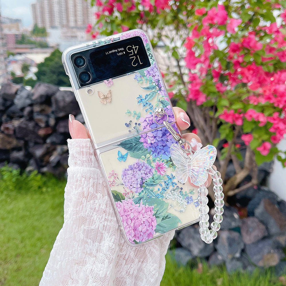 Colorful Flower Case with Bracelet For Galaxy Z Flip 4