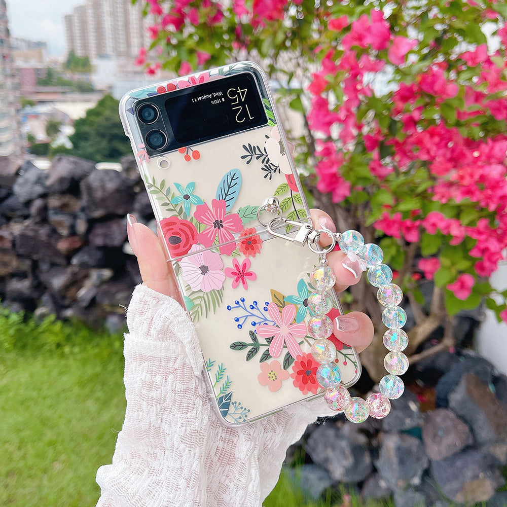 Colorful Flower Case with Bracelet For Galaxy Z Flip 4