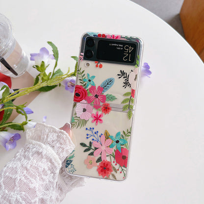 Colorful Flower Case with Bracelet For Galaxy Z Flip 4