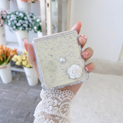 Transparent 3D Rose Glitter Case For Galaxy Z Flip 4