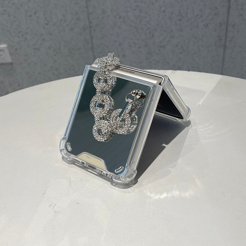 Luxury Makeup Case with Rhinestone Bracelet For Galaxy Z Flip 4 5G